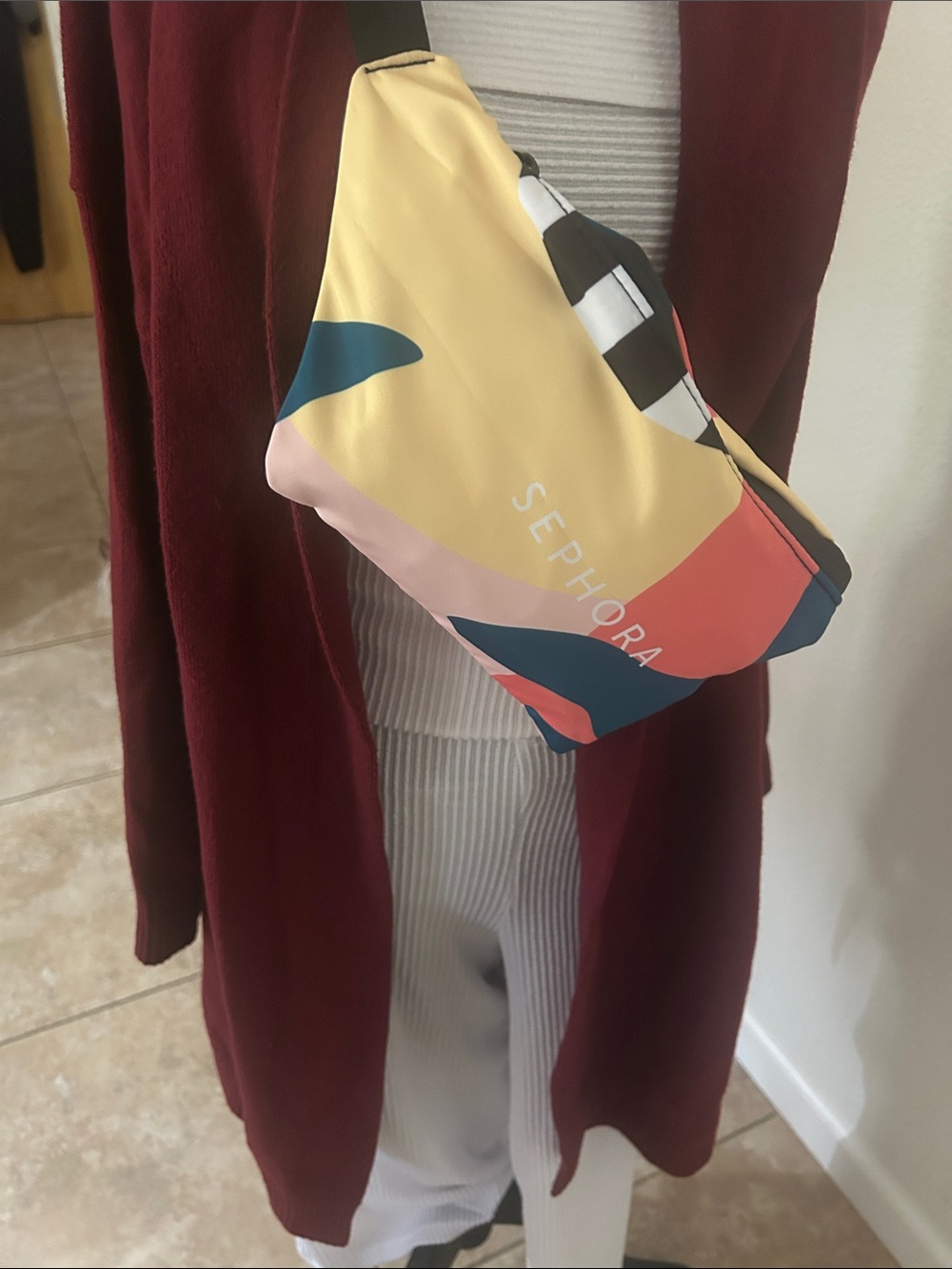 Sephora Yellow Multicolor Graphic Crossbody Bag